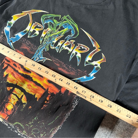 Vintage Obituary Shirt Mens XL Black Y2k Death Metal Band Tee Anthology 2000s - Picture 8 of 9
